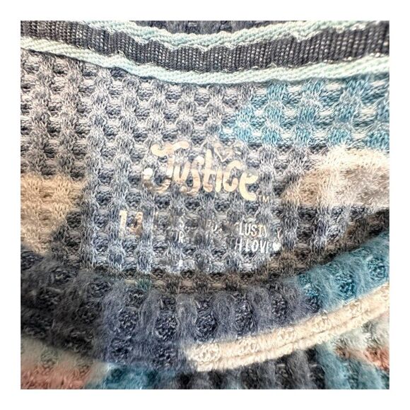 Justice Aztec Print Long Sleeve Waffle Knit Top Size 14 Girls NEW with tag - Picture 2 of 4